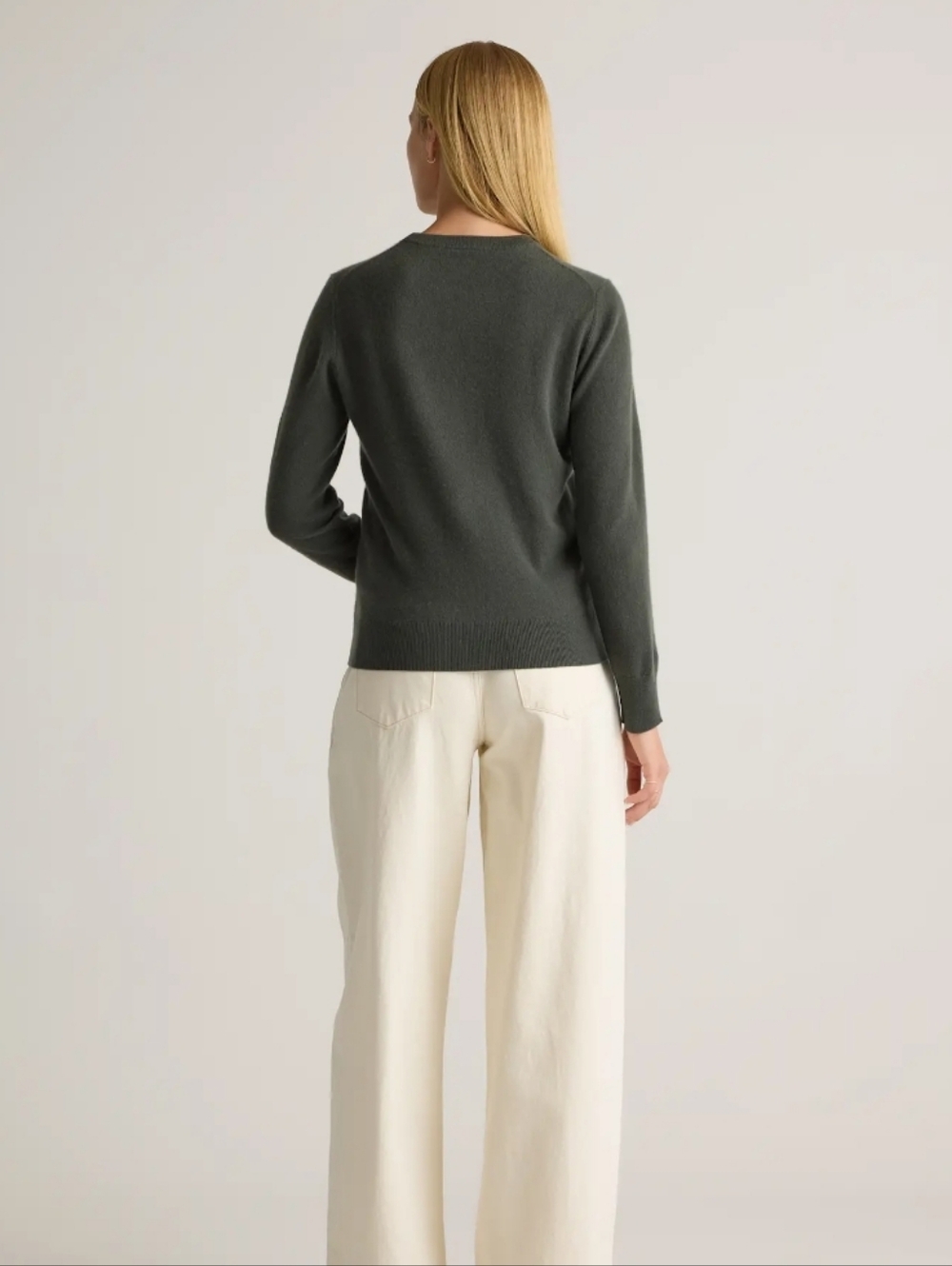 Quince 100% Cashmere Crew Neck Sweater Sz L In Moss NWOT - Picture 5 of 11